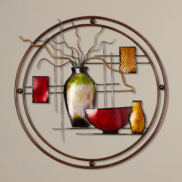 Netome Vase and Bowl Ornamental Metal Wall Decor